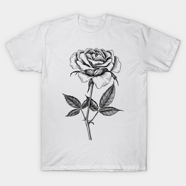 White rose t shirt printing top